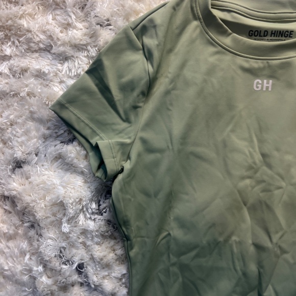 💚 Gold Hinge Matcha Green Essential Full Length Short Sleeve Top Shirt - Picture 5 of 7